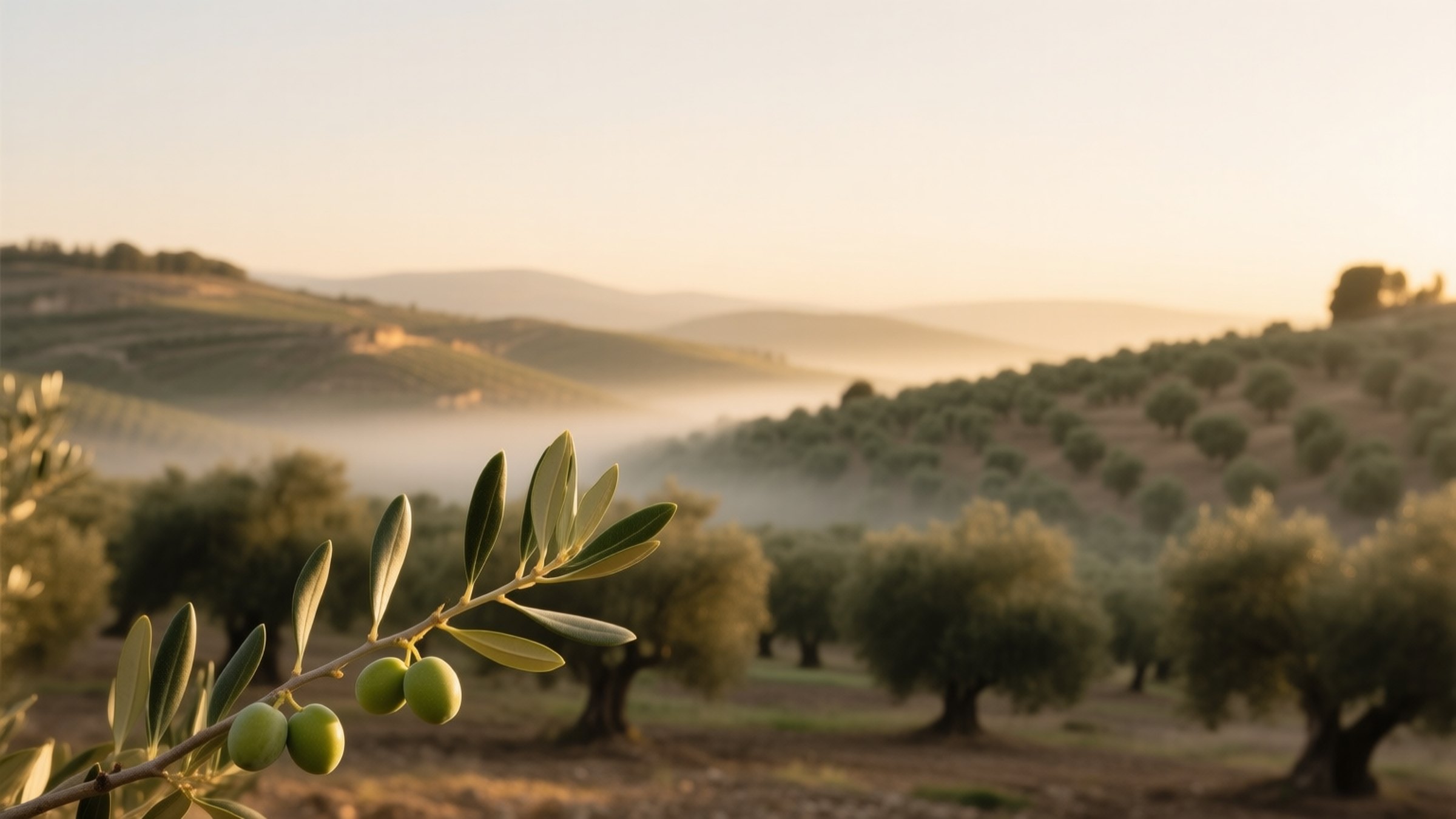 Olivar centenario de Jaén al atardecer